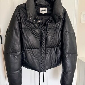 Apparis Jemma Vegan Black Leather Puffer Jacket
